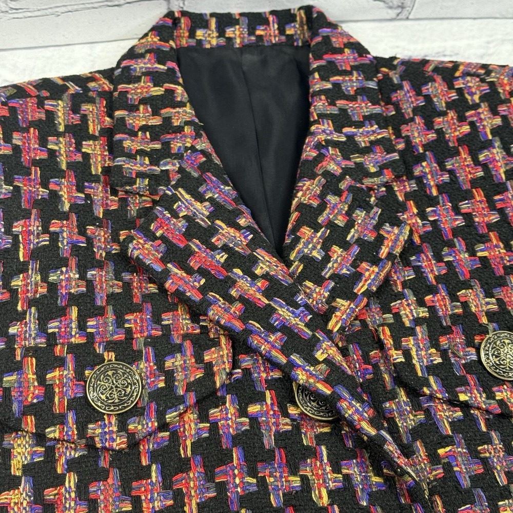 Vintage Doncaster Women's 12 Silk‎ Cropped Blazer 2 Button Brocade Jacket Celtic - Picture 9 of 13